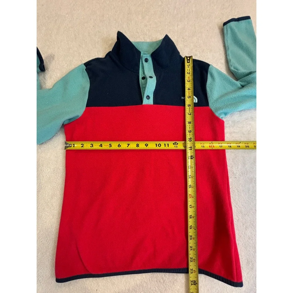 The North Face Girls‎ XL TKA Glacier Fleece Pullover Colorblock Red Blue Aqua